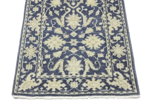 Muted Slate Blue Floral 2'6X13'9 Transitional Oriental Runner Rug