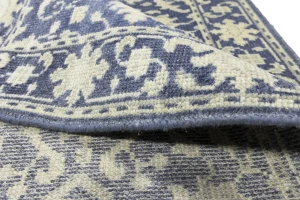 Muted Slate Blue Floral 2'6X13'9 Transitional Oriental Runner Rug