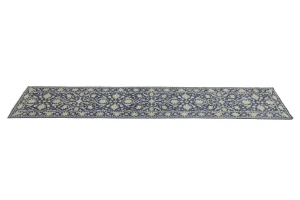 Muted Slate Blue Floral 2'6X13'9 Transitional Oriental Runner Rug