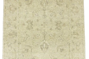 Muted Beige Floral 3X14 Transitional Oriental Runner Rug