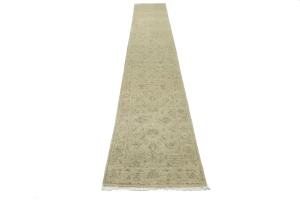 Muted Beige Floral 3X14 Transitional Oriental Runner Rug