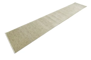 Muted Beige Floral 3X14 Transitional Oriental Runner Rug