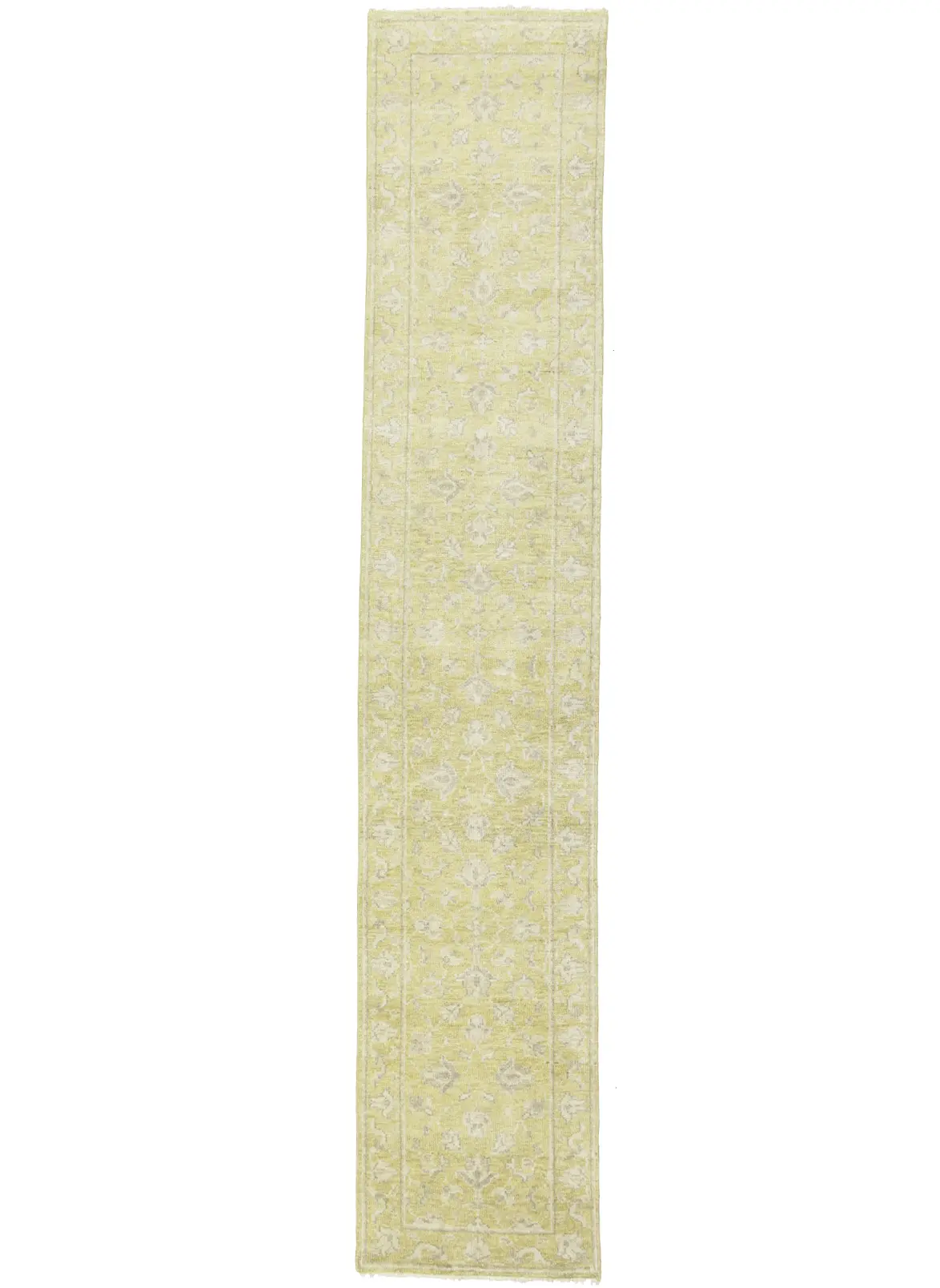 Muted Golden Yellow Floral 3X14 Transitional Oriental Runner Rug