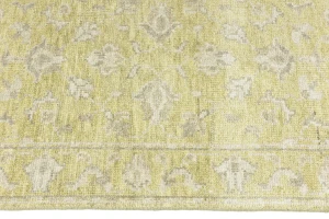 Muted Golden Yellow Floral 3X14 Transitional Oriental Runner Rug