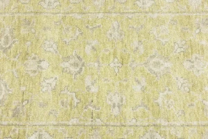 Muted Golden Yellow Floral 3X14 Transitional Oriental Runner Rug