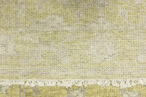 Muted Golden Yellow Floral 3X14 Transitional Oriental Runner Rug