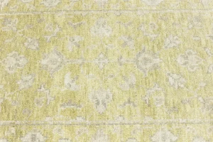 Muted Golden Yellow Floral 3X14 Transitional Oriental Runner Rug
