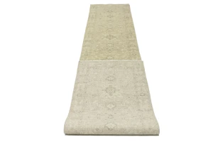 Muted Pinkish Beige Floral 3X14 Transitional Oriental Runner Rug