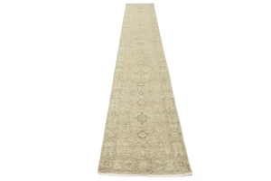 Muted Pinkish Beige Floral 3X14 Transitional Oriental Runner Rug