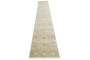 Muted Pinkish Beige Floral 3X14 Transitional Oriental Runner Rug
