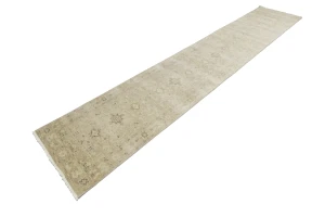 Muted Pinkish Beige Floral 3X14 Transitional Oriental Runner Rug