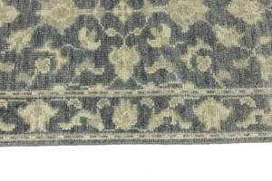 Muted Dark Slate Floral 2'7X14 Transitional Oriental Runner Rug