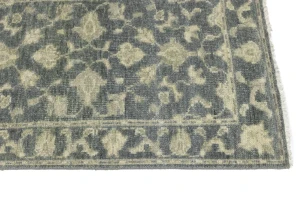 Muted Dark Slate Floral 2'7X14 Transitional Oriental Runner Rug