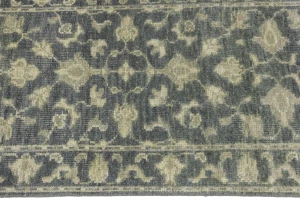 Muted Dark Slate Floral 2'7X14 Transitional Oriental Runner Rug