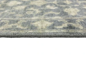 Muted Dark Slate Floral 2'7X14 Transitional Oriental Runner Rug