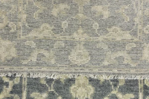 Muted Dark Slate Floral 2'7X14 Transitional Oriental Runner Rug