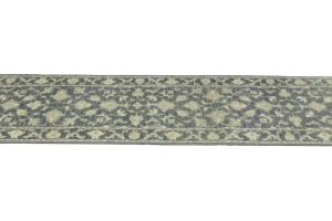 Muted Dark Slate Floral 2'7X14 Transitional Oriental Runner Rug