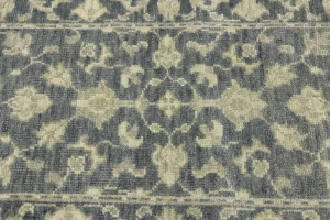 Muted Dark Slate Floral 2'7X14 Transitional Oriental Runner Rug