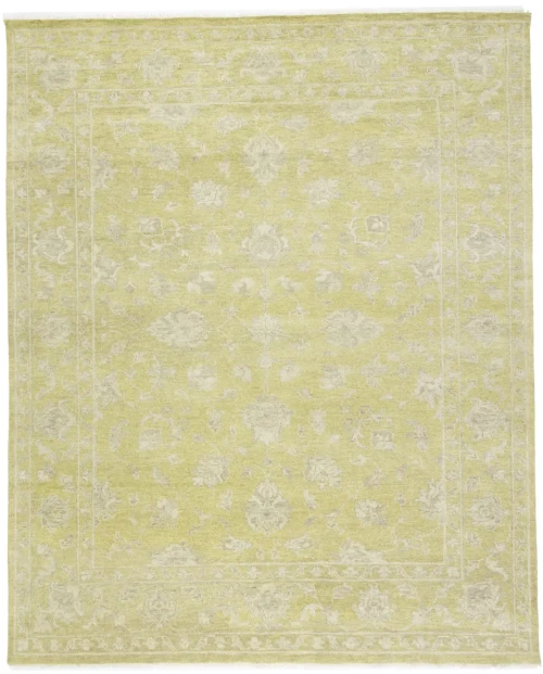 Muted Golden Yellow Floral 8X10 Transitional Oriental Rug