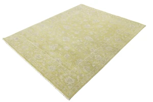 Muted Golden Yellow Floral 8X10 Transitional Oriental Rug