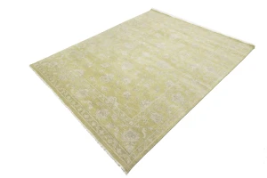 Muted Golden Yellow Floral 8X10 Transitional Oriental Rug