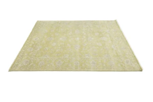 Muted Golden Yellow Floral 8X10 Transitional Oriental Rug