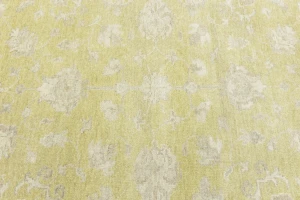 Muted Golden Yellow Floral 8X10 Transitional Oriental Rug