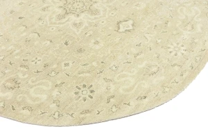 Muted Pinkish Beige Floral 8X8 Transitional Oriental Round Rug