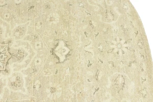 Muted Pinkish Beige Floral 8X8 Transitional Oriental Round Rug