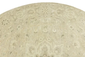 Muted Pinkish Beige Floral 8X8 Transitional Oriental Round Rug