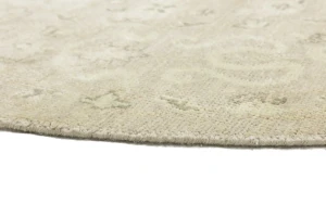 Muted Pinkish Beige Floral 8X8 Transitional Oriental Round Rug