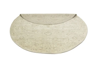 Muted Pinkish Beige Floral 8X8 Transitional Oriental Round Rug