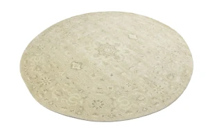 Muted Pinkish Beige Floral 8X8 Transitional Oriental Round Rug