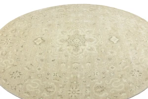 Muted Pinkish Beige Floral 8X8 Transitional Oriental Round Rug