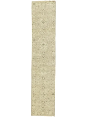 Muted Beige Floral 3X12 Transitional Oriental Runner Rug