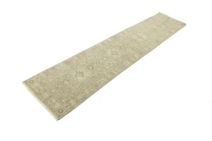 Muted Beige Floral 3X12 Transitional Oriental Runner Rug