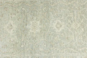 Muted Green Floral 3X12 Transitional Oriental Runner Rug