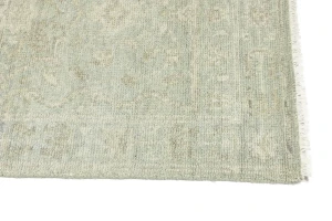 Muted Green Floral 3X12 Transitional Oriental Runner Rug