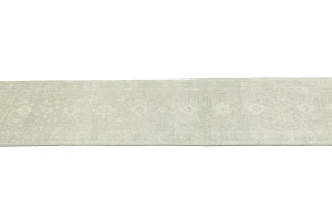 Muted Green Floral 3X12 Transitional Oriental Runner Rug
