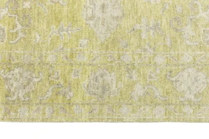 Muted Golden Yellow Floral 5X8 Transitional Oriental Rug