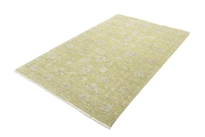 Muted Golden Yellow Floral 5X8 Transitional Oriental Rug