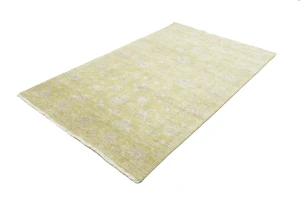 Muted Golden Yellow Floral 5X8 Transitional Oriental Rug
