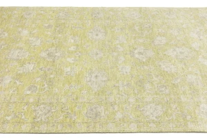 Muted Golden Yellow Floral 5X8 Transitional Oriental Rug
