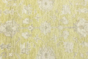 Muted Golden Yellow Floral 5X8 Transitional Oriental Rug