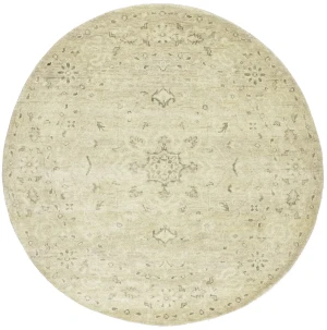 Muted Pinkish Beige Floral 6X6 Transitional Oriental Round Rug