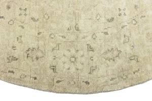 Muted Pinkish Beige Floral 6X6 Transitional Oriental Round Rug