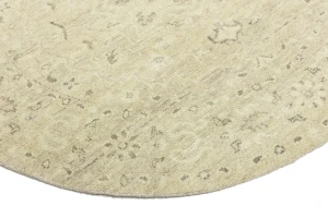 Muted Pinkish Beige Floral 6X6 Transitional Oriental Round Rug