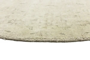 Muted Pinkish Beige Floral 6X6 Transitional Oriental Round Rug