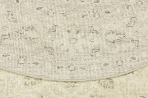 Muted Pinkish Beige Floral 6X6 Transitional Oriental Round Rug