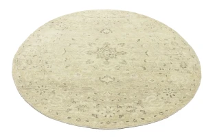 Muted Pinkish Beige Floral 6X6 Transitional Oriental Round Rug